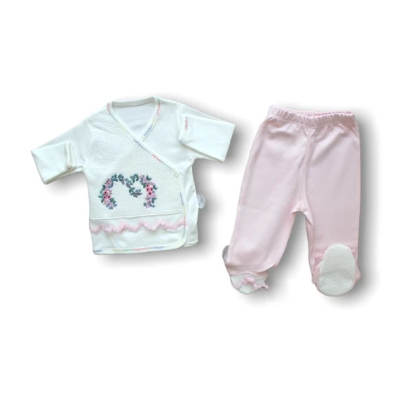 Anadolunun Kalbi Nakışlı %100 Cotton Antibakteriyel 5li Zıbın Takımı Hastane Çıkışı - 3