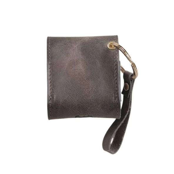 Apple AirPods 2.nesil Uyumlu Deri Kılıf Mai Snap VS05 Gri - Resim 2