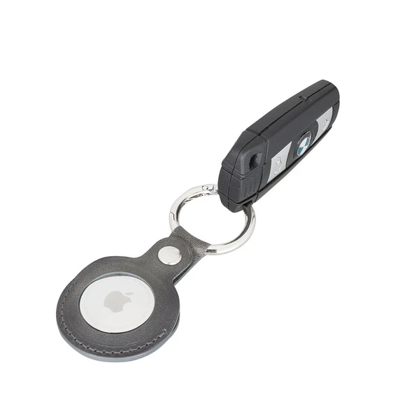 Apple AirTag Uyumlu Deri Anahtarlık, TN18EF Gri - 2