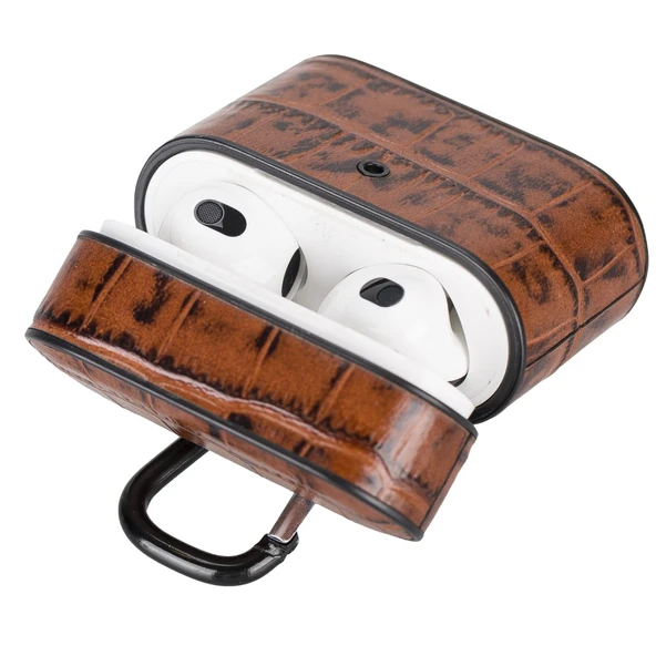 Casquet Apple AirPods 3.nesil Uyumlu Deri Kılıf YK6 Taba - Resim 2