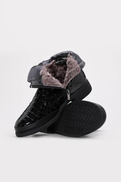 Hakiki Deri Kürklü  Kadın Klasik Bot 217KZA668-254 - Resim 8