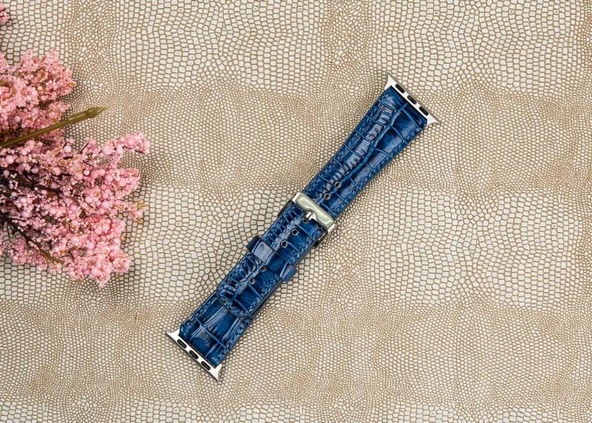 Apple Watch Uyumlu Deri Kordon 42-44-45mm Croco YK07 - Resim 2