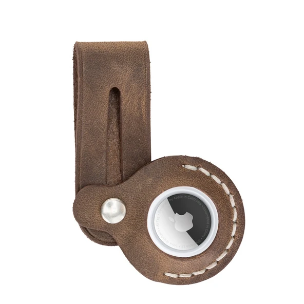 Apple AirTag Uyumlu Deri Anahtarlık Beta AA6 Kahve - 2