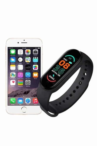 M6 Akıllı Bileklik Siyah Adımsayar Spor Takibi Android ve İOS Uyumlu - Resim 4