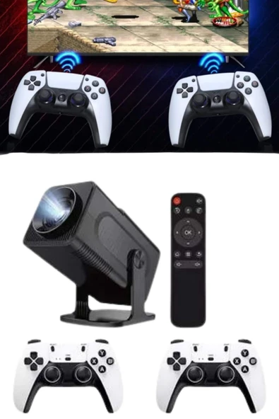 4K Android Smart Wi-fi Çift Kollu Projeksiyon Game Box Kumandalı Taşınabilir - 5