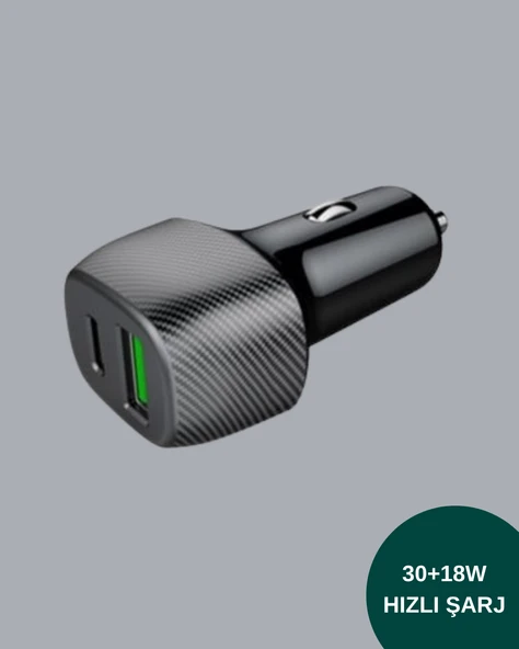 3A Güç Kapasiteli USB & Type-C Çakmaklık Şarj Adaptörü - 3