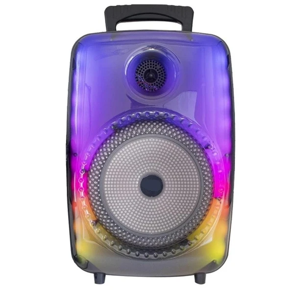 1802 Kablolu Mikrofonlu RGB Ledli Taşınabilir Bluetooth Hoparlör Parti Speaker - 1