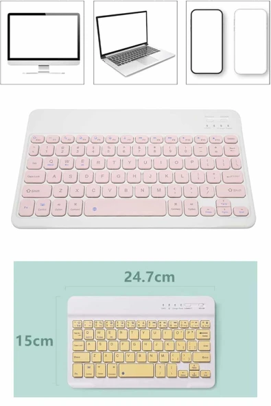 Kablosuz Bluetooth Bağlantılı Taşınabilir Q Klavye Tüm Cihazlara Uyumlu - 3