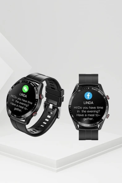 Akıllı Saat Titanyum Kasa Yuvarlak Ekran Alarm Uyku ve Sağlık Takibi Titreşimli - Resim 3