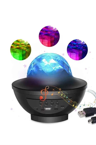 Çok Renkli Projektör Lamba Disko Topu Gece Lambası Kablosuz - 3