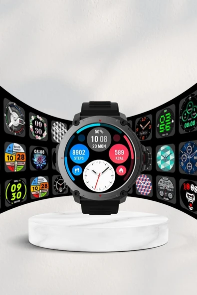 Akıllı Saat Amoled Ekran Metal Ve Deri Kordonlu Uyku ve Sağlık Takibi Titreşimli - Resim 3