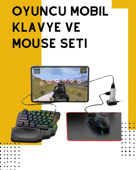 Tak-Çalıştır Mobil Oyun Ekipmanları Seti – Klavye Mouse Dahil - 2