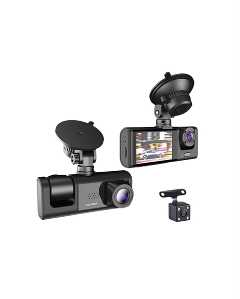 1080p Ön + 720p Arka & İç Kamera – Suya Dayanıklı Araç Güvenlik Kamerası - 4