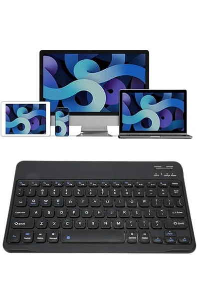 Bluetooth Şarj Edilebilir Mini Q Klavye Kablosuz Taşınabilir - 4