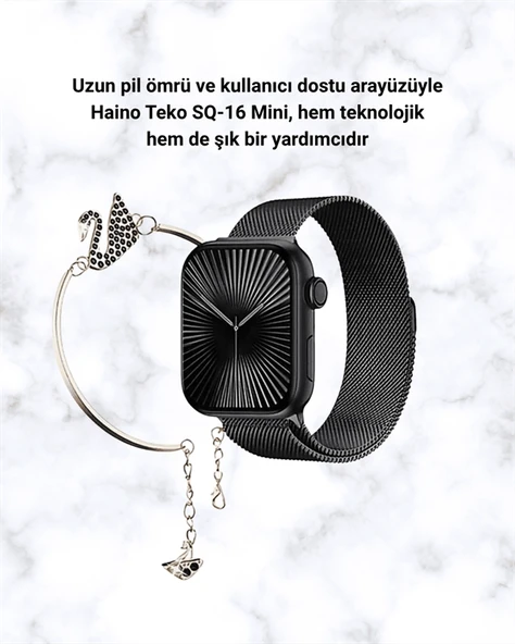 SQ-16 Mini Series 10 Akıllı Saat | Şık ve Hafif Tasarım, 3 Kordon Seçeneği - 4