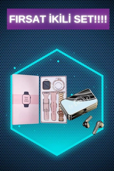 Bileklikli Amoled Ekran Akıllı Saat ve Dijital Göstergeli Kablosuz Bluetooth Kulaklık ANC/ ENC - Resim 2