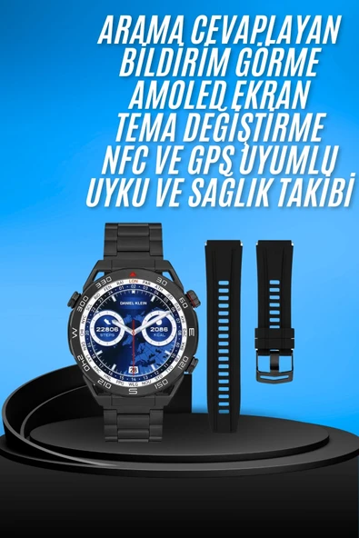 Akıllı Saat Çelik Kordonlu Amoled Ekran Android ve İOS Uyumlu Çağrı Cevaplayabilen - 2