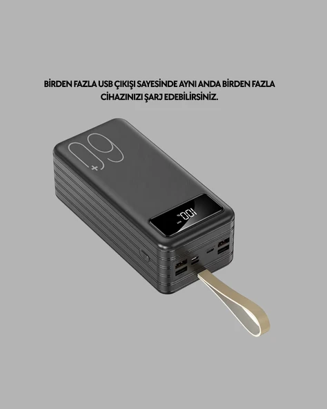 Tüm Cihazlarla Uyumlu LED Fenerli 4 Çıkışlı Powerbank - 3