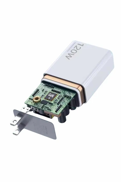 120W Şarj Aleti Hızlı Çift Turbo Şarj Aleti Seti Beyaz - 5