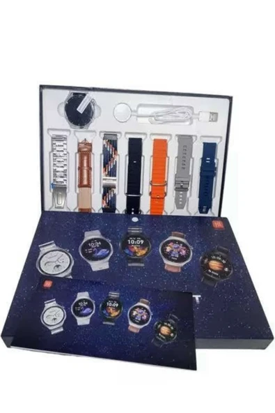 7 Kordonlu Akıllı Saat Siyah Kasa Dokunmatik Ekran Uyku ve Sağlık Takibi - Resim 3