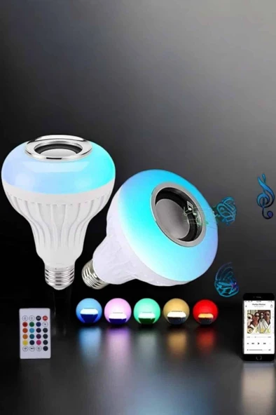 Kablosuz Bluetooth Hoparlör Led Lamba - 4