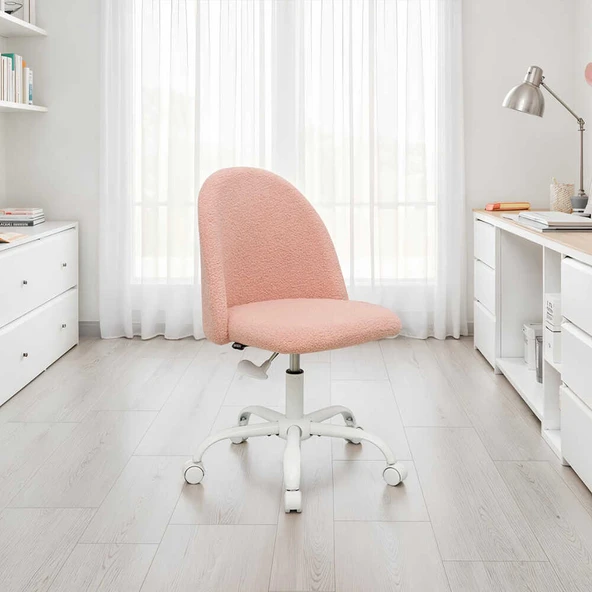 Curve Çalışma Sandalyesi - Pembe 61x58,5x81,5-91 cm - 1