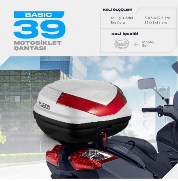WOGEN 39 LİTRE BASİC MOTOSİKLET ÇANTASI - BEYAZ 1407 005