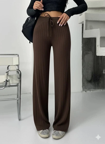 Fitilli şardonlu pantolon kahve a4058 ürün görseli