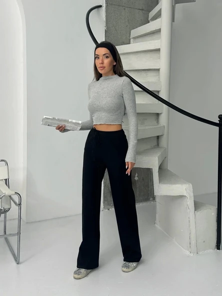 Fitilli şardonlu pantolon siyah a4058 - 4