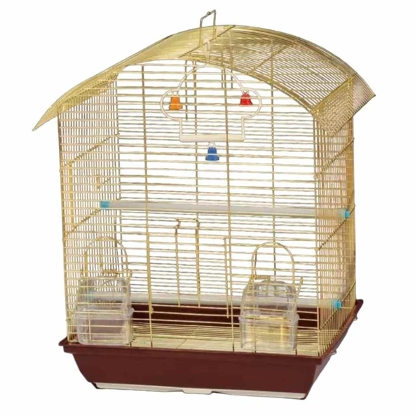 Nanbell Pirinç Sürgülü Izgaralı İthal Kuş Kafesi 37X28X48cm - 2