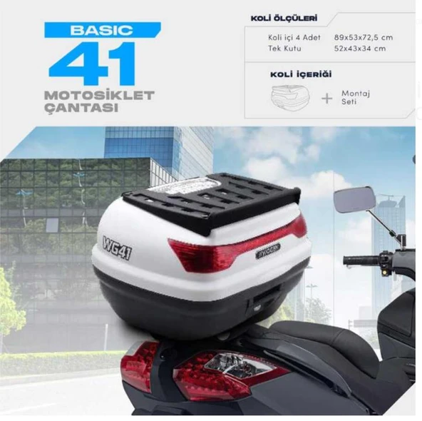 WOGEN 41 LİTRE BASİC MOTOSİKLET ÇANTASI - BEYAZ - 1405 002
