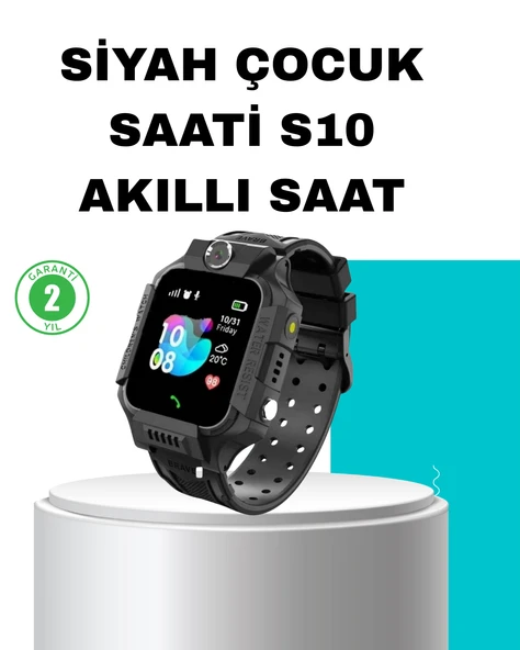 S10 Siyah Akıllı Çocuk Saati Konum Takip ve Güvenlik Özellikli ürün görseli