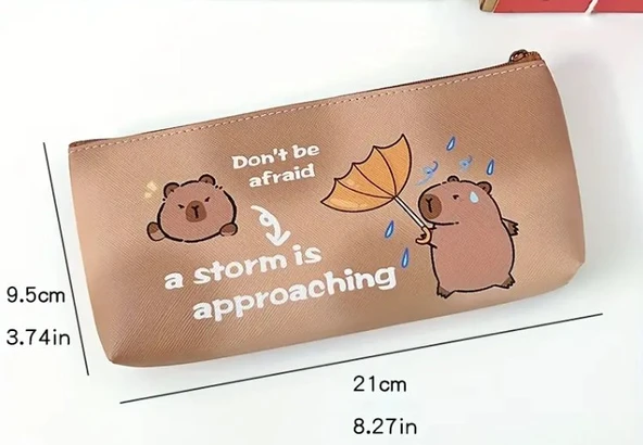 Capybara Kapibara Capibara Şirin Hayvan Tatlı Suni Deri Makyaj Çantası Kalemlik Kalem Kutusu - 4