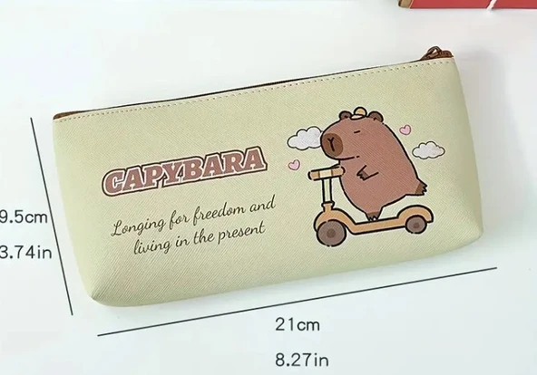 Capybara Kapibara Capibara Şirin Hayvan Tatlı Suni Deri Makyaj Çantası Kalemlik Kalem Kutusu - 2