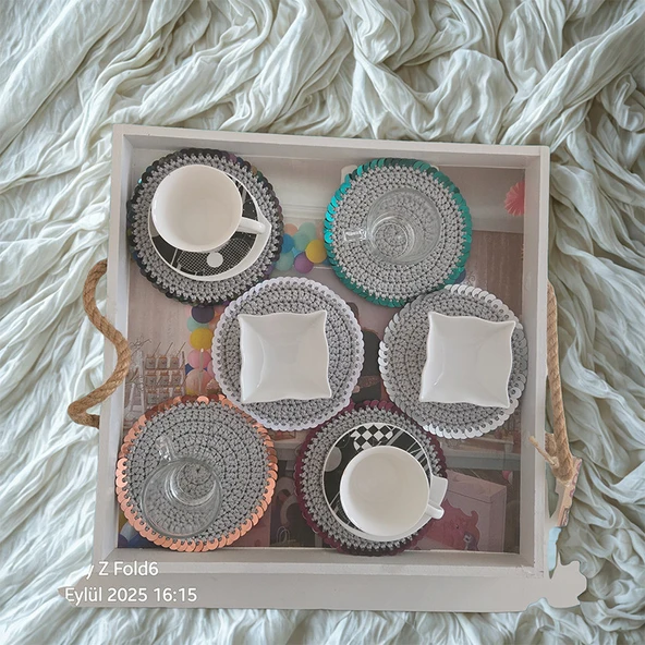 Gümüş Pullu Bardak Altlığı - Resim 2