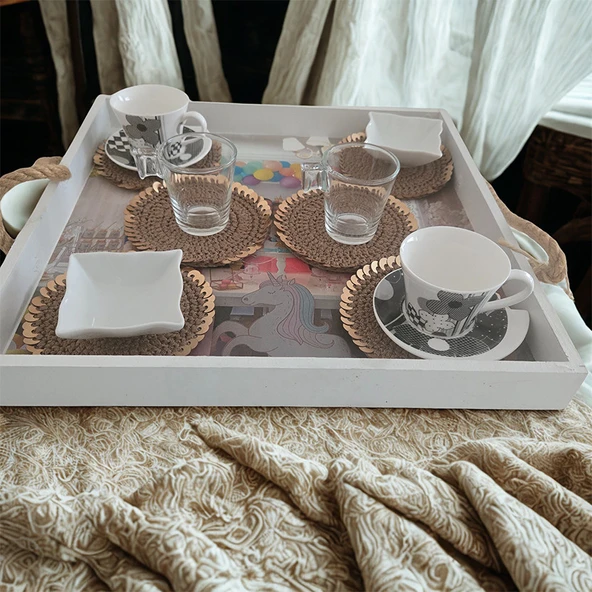 Kahverengi Pullu Bardak Altlığı - Resim 2