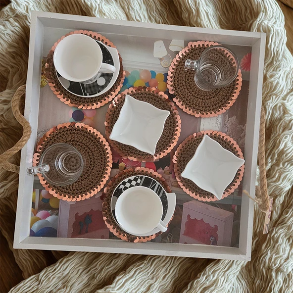 Kahverengi Pullu Bardak Altlığı ürün görseli