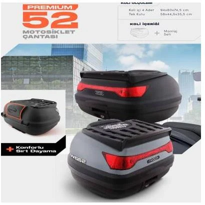 WOGEN 52 LİTRE PREMİUM SIRT DAYAMALI MOTOSİKLET ÇANTASI - NARDO GRİ - 1402 006