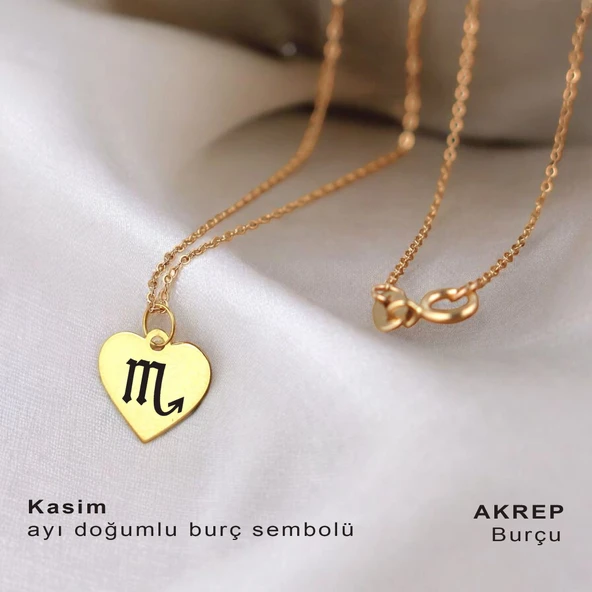 Doğum Ayına Özel 14 Ayar Altın Plakalı Kalp Motifli Sevgililer Günü İçin Hediyelik Kolye-352 ürün görseli