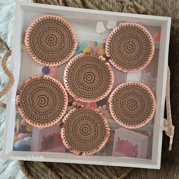 Kahverengi Pullu Bardak Altlığı - Resim 3