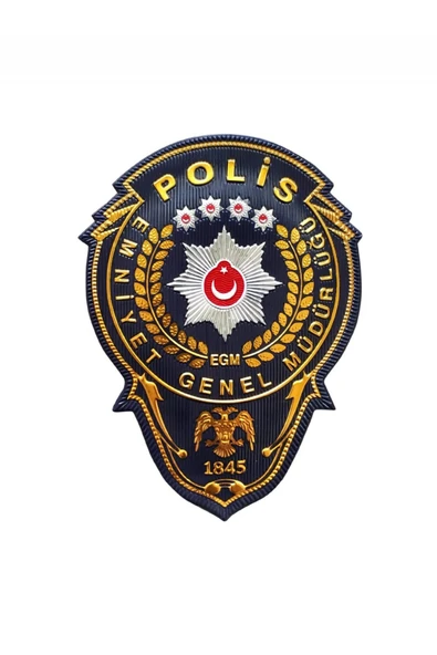 Polis EGM Müdür 3D Arması Plastik TPU, 2025 Yeni Tip, Bir Çift Cırtlı, Standart Ölçü, 1.sınIF