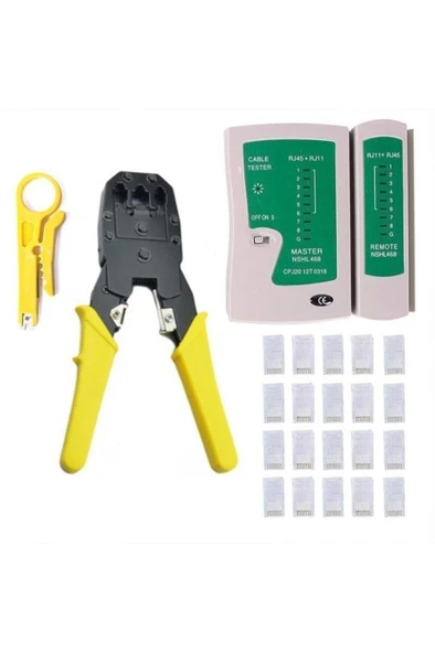 Network Kurulum Seti 3’lü Pense Seti + Test Cihazı + 100 Adet RJ45 Konnektör + Kep Kep - 2