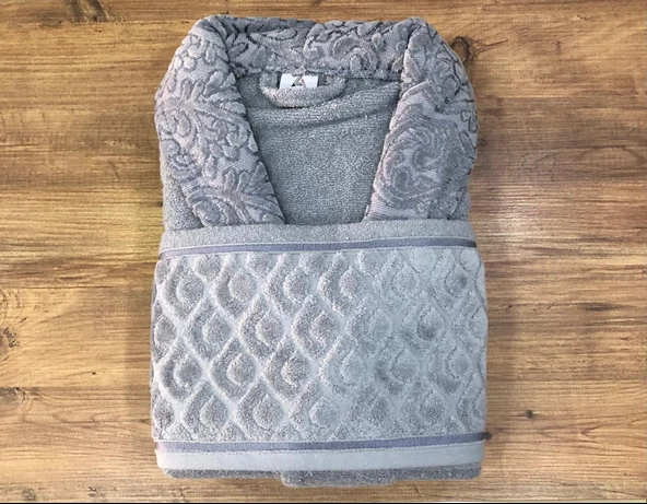 Royam 2 Parça %100 Pamuklu Kısmi Kadife Tek Kişilik Bornoz Seti - Resim 3