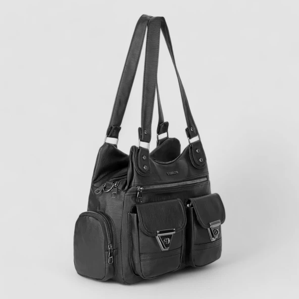 Lederax Suni Deri Çok Bölmeli Omuz Çantası LD511 - Resim 4
