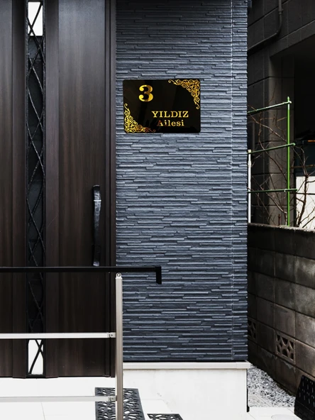 Zarif Ve Şık Pleksi Kapı İsimliği Kişiselleştirilmiş Daire Kapısı,Dış Kapı İsimliği Hediyelik Ürün - Resim 3