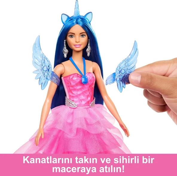Barbie Mavi Saçlı Prenses Bebek HRR16 - 4