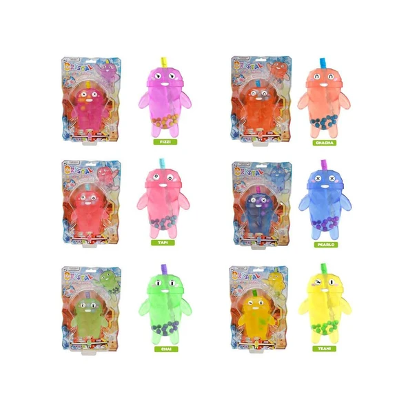 12387 SUN-BTF-FİGÜR BUBBLE TEA CRYSTAL BOBA PALS SERIES 14CM 6A ürün görseli