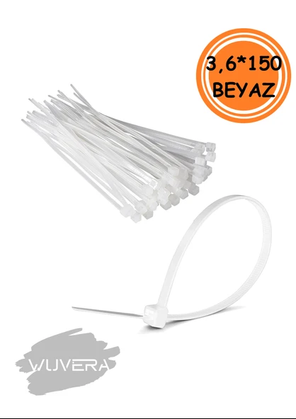 Wuvera 3,6 x 150 mm Beyaz Cırt Kelepçe – Pratik ve Güvenli Sabitleme Çözümü ürün görseli 1