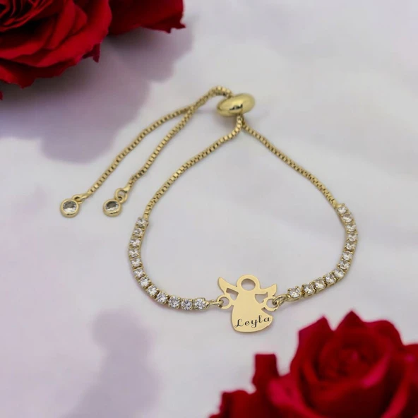 İsme Özel Mevlana Figürlü Zincirli Beyaz Taş Desenli 14 Ayar Altın Plakalı Hediye Bileklik-357 ürün görseli