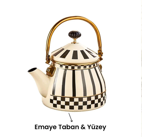 Prime Cream Emaye Bitki Çayı Demliği - Resim 6